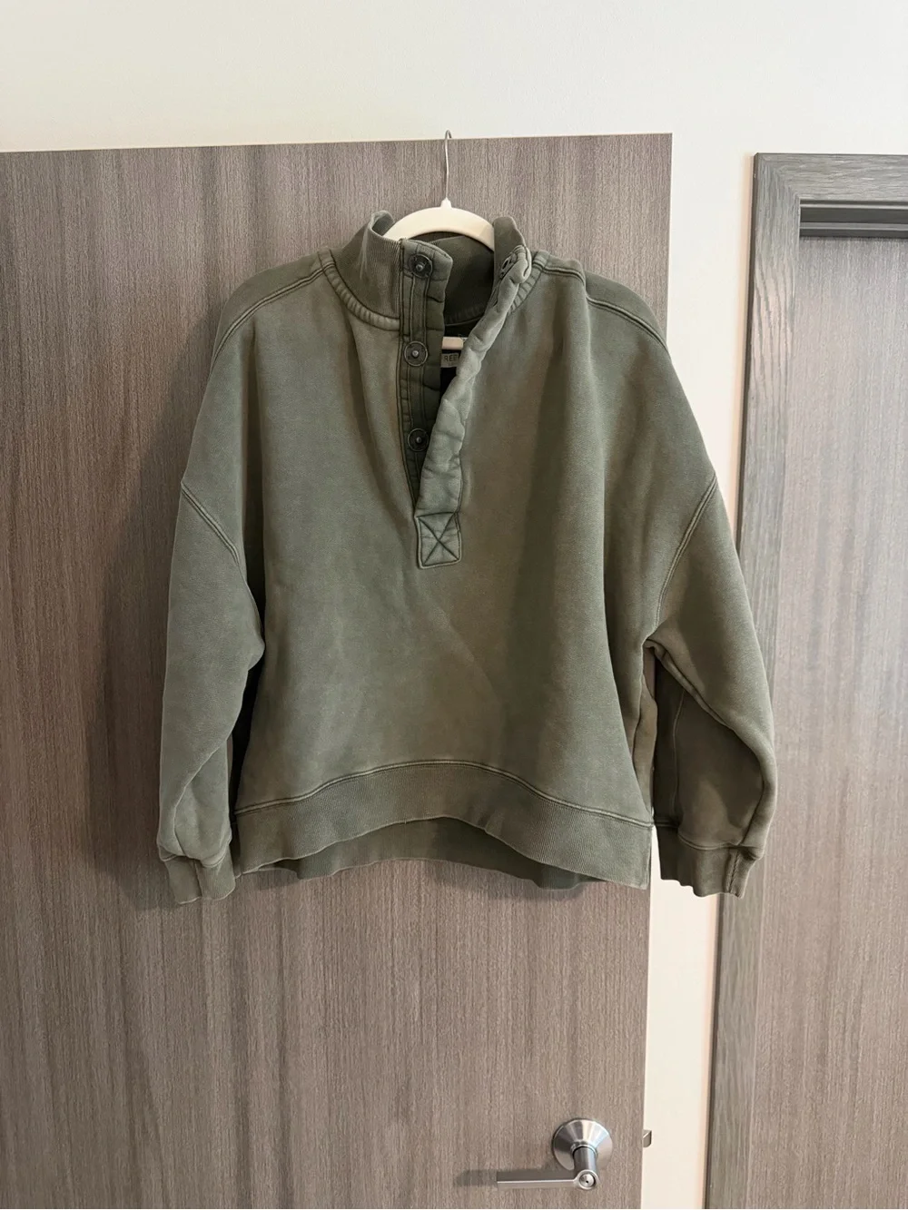 We The Free Moss Green Snap Up Pullover - Picture 3 of 6